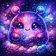 A vibrant abstract representation of a friendly animal with geometric shapes and bright colors, designed as a unique avatar f